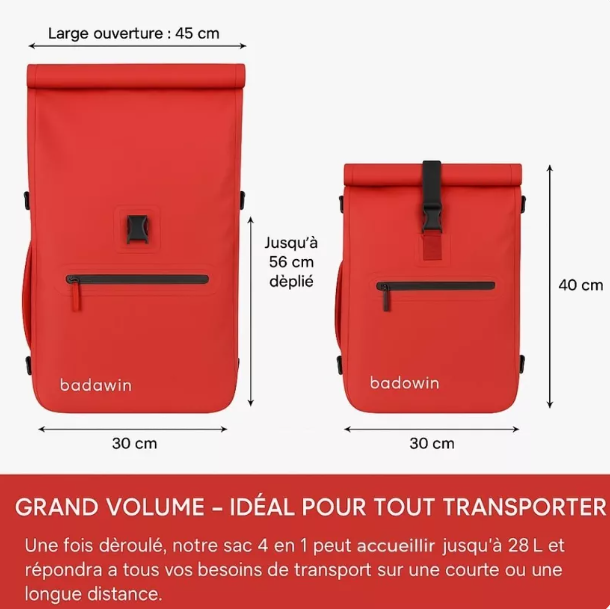 Sac a dos étanche 3 en 1, 25L